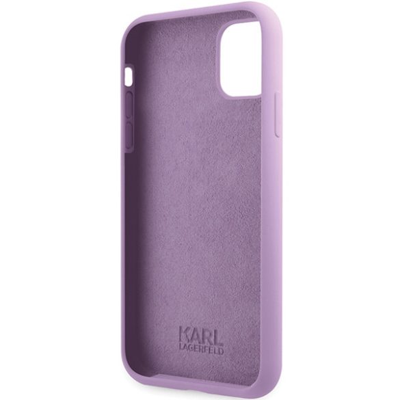 Karl Lagerfeld iPhone 11/Xr Silicone Signature (KLHCN61SKSVGU) hátlap, tok, lila