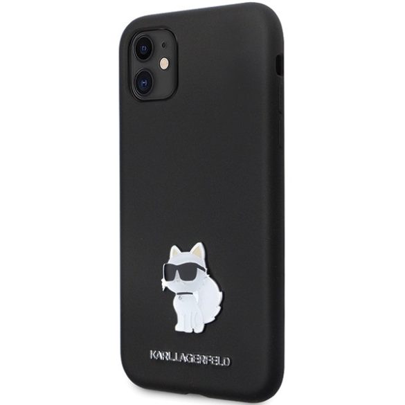 Karl Lagerfeld iPhone 11/XR Silicone C Metal Pin (KLHCN61SMHCNPK) hátlap, tok, fekete