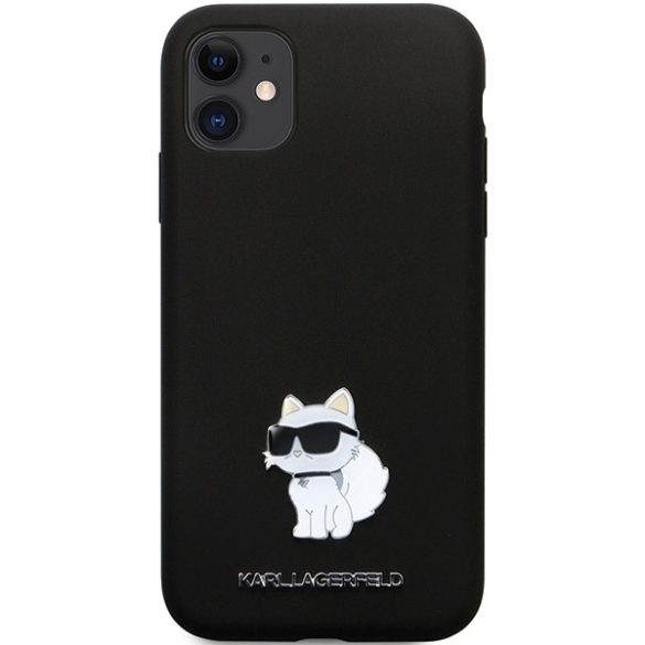 Karl Lagerfeld iPhone 11/XR Silicone C Metal Pin (KLHCN61SMHCNPK) hátlap, tok, fekete