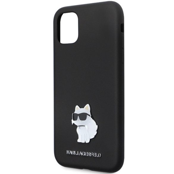 Karl Lagerfeld iPhone 11/XR Silicone C Metal Pin (KLHCN61SMHCNPK) hátlap, tok, fekete