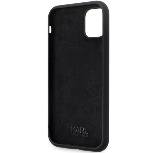Karl Lagerfeld iPhone 11/XR Silicone C Metal Pin (KLHCN61SMHCNPK) hátlap, tok, fekete