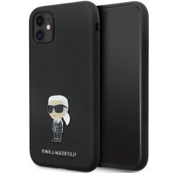   Karl Lagerfeld iPhone 11/XR Silicone Ikonik Metal Pin (KLHCN61SMHKNPK) hátlap, tok, fekete