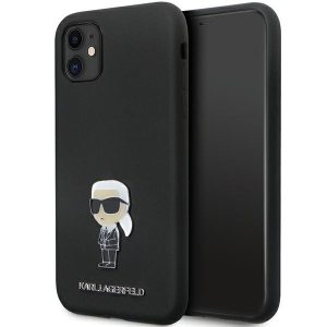 Karl Lagerfeld iPhone 11/XR Silicone Ikonik Metal Pin (KLHCN61SMHKNPK) hátlap, tok, fekete