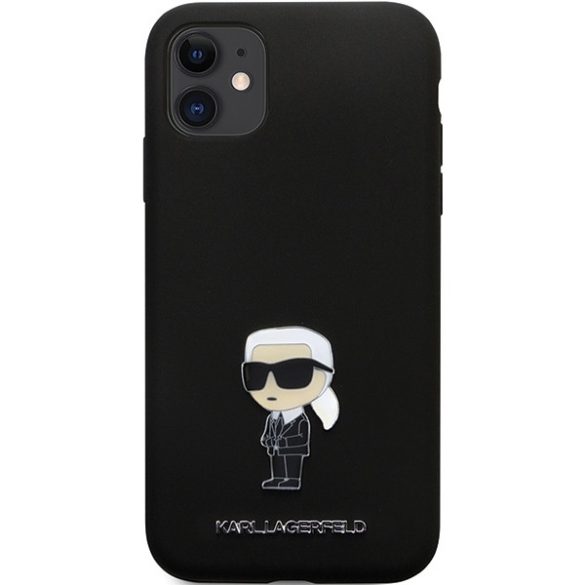 Karl Lagerfeld iPhone 11/XR Silicone Ikonik Metal Pin (KLHCN61SMHKNPK) hátlap, tok, fekete