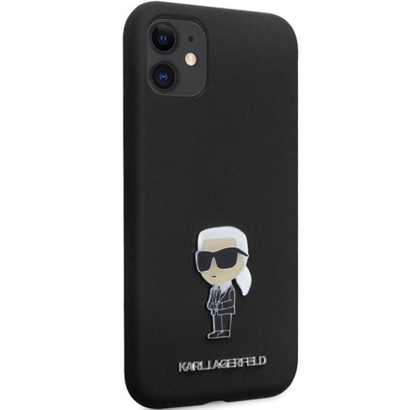 Karl Lagerfeld iPhone 11/XR Silicone Ikonik Metal Pin (KLHCN61SMHKNPK) hátlap, tok, fekete