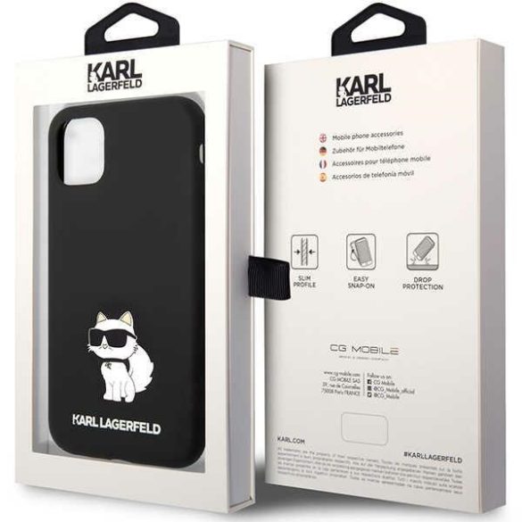 Karl Lagerfeld iPhone 11 Silicone Choupette (KLHCN61SNCHBCK) hátlap, tok, fekete