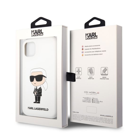 Karl Lagerfeld iPhone 11 Liquid Silicone Iconic (KLHCN61SNIKBCH) hátlap, tok, fehér