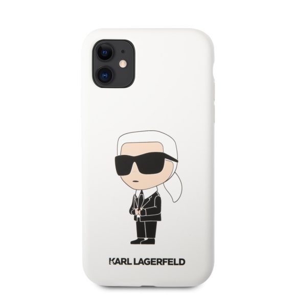 Karl Lagerfeld iPhone 11 Liquid Silicone Iconic (KLHCN61SNIKBCH) hátlap, tok, fehér