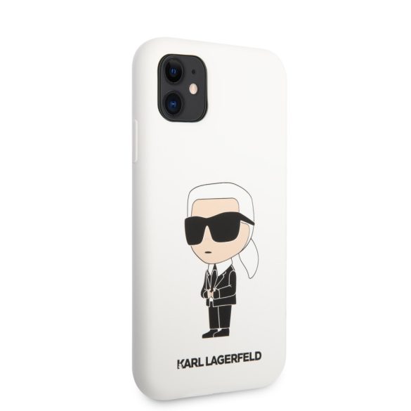 Karl Lagerfeld iPhone 11 Liquid Silicone Iconic (KLHCN61SNIKBCH) hátlap, tok, fehér