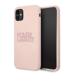  Karl Lagerfeld iPhone 11 Stack rózsaszín Logo Silicone hátlap, tok, világos rózsaszín