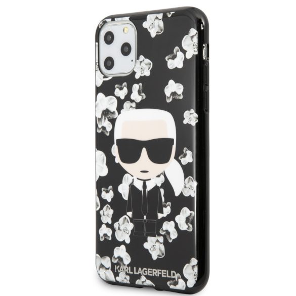 Karl Lagerfeld iPhone 11 Pro Max Flower Karl Iconic (KLHCN65FLFBBK) hátlap, tok, fekete