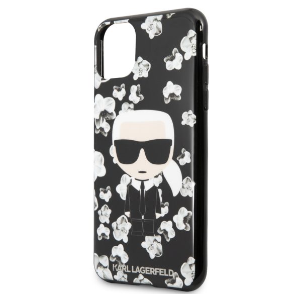 Karl Lagerfeld iPhone 11 Pro Max Flower Karl Iconic (KLHCN65FLFBBK) hátlap, tok, fekete