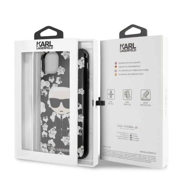 Karl Lagerfeld iPhone 11 Pro Max Flower Karl Iconic (KLHCN65FLFBBK) hátlap, tok, fekete