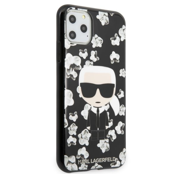 Karl Lagerfeld iPhone 11 Pro Max Flower Karl Iconic (KLHCN65FLFBBK) hátlap, tok, fekete