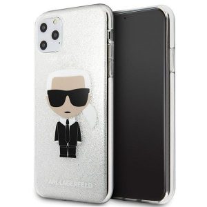 Karl Lagerfeld iPhone 11 Pro Max Glitter Ikonik Full Body (KLHCN65TPUTRIKSL) hátlap, tok, ezüst