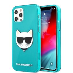   Karl Lagerfeld iPhone 12 Pro Max Choupette Head (KLHCP12LCHTRB) hátlap, tok, türkiszkék 