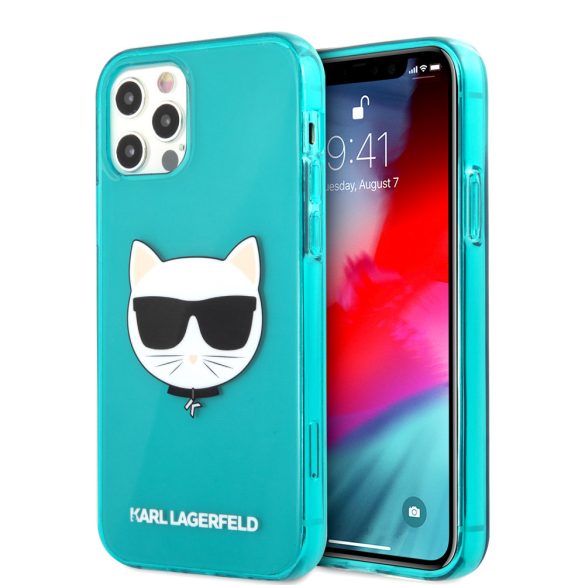 Karl Lagerfeld iPhone 12 Pro Max Choupette Head (KLHCP12LCHTRB) hátlap, tok, türkiszkék 