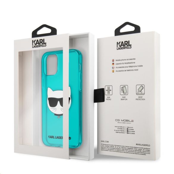 Karl Lagerfeld iPhone 12 Pro Max Choupette Head (KLHCP12LCHTRB) hátlap, tok, türkiszkék