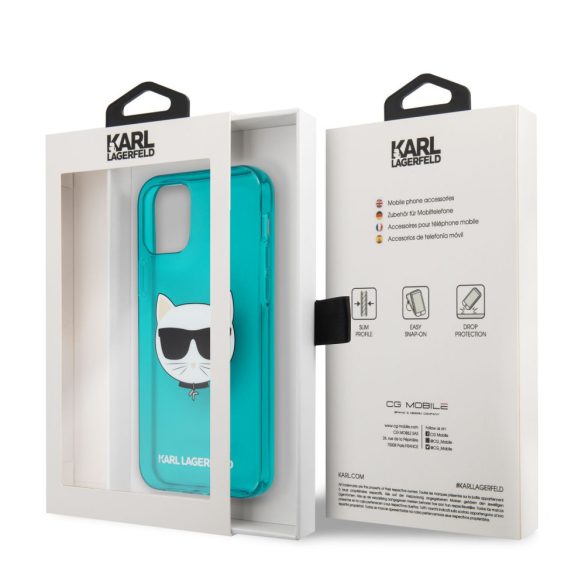 Karl Lagerfeld iPhone 12 Pro Max Choupette Head (KLHCP12LCHTRB) hátlap, tok, türkiszkék