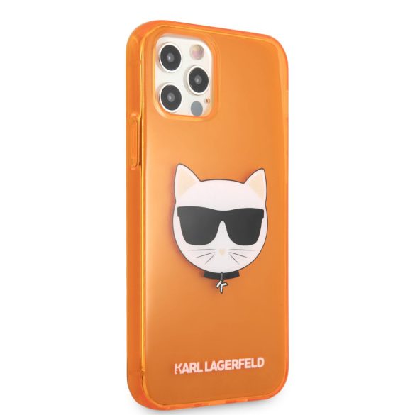 Karl Lagerfeld iPhone 12 Pro Max Choupette Head (KLHCP12LCHTRO) hátlap, tok, narancssárga