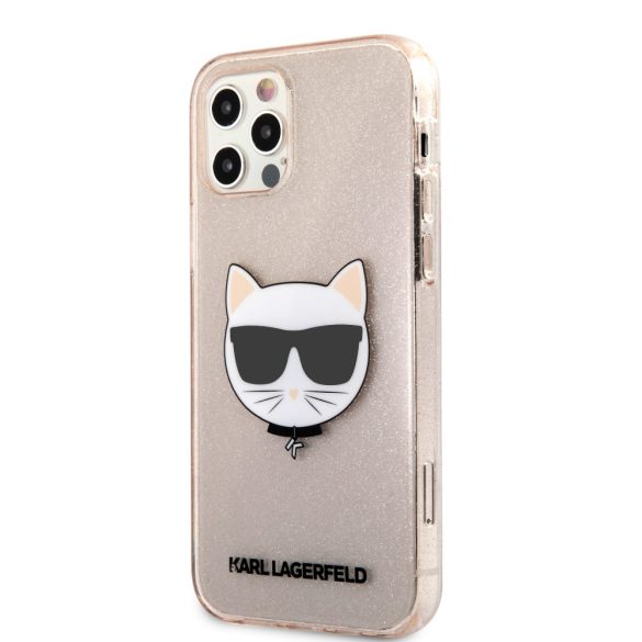 Karl Lagerfeld iPhone 12 Pro Max Glitter Choupette (KLHCP12LCHTUGLGO) hátlap, tok, arany
