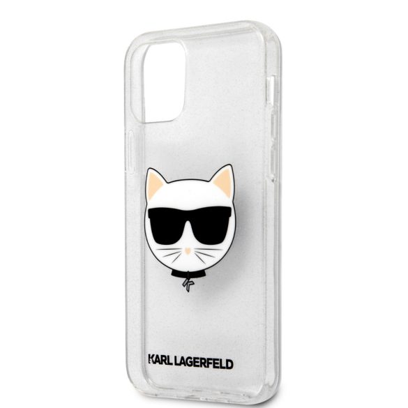 Karl Lagerfeld iPhone 12 Pro Max Choupette's Head Glitter (KLHCP12LCHTUGLS) hátlap, tok, ezüst
