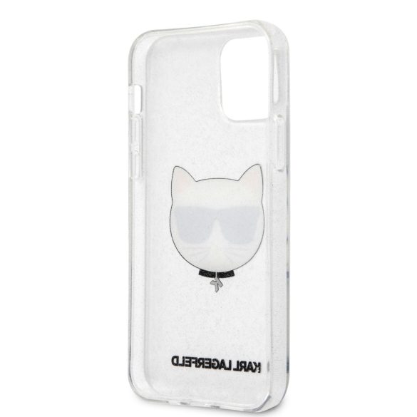 Karl Lagerfeld iPhone 12 Pro Max Choupette's Head Glitter (KLHCP12LCHTUGLS) hátlap, tok, ezüst