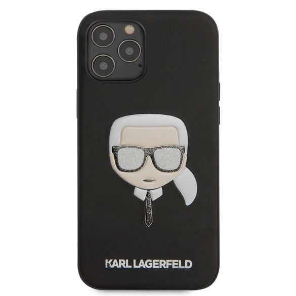 Karl Lagerfeld iPhone 12 Pro Max Layers Glitter Iconic (KLHCP12LGLBK) hátlap, tok, fekete