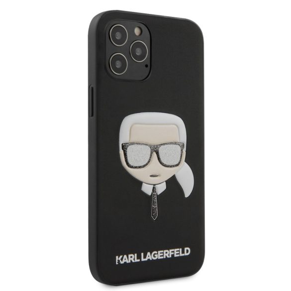 Karl Lagerfeld iPhone 12 Pro Max Layers Glitter Iconic (KLHCP12LGLBK) hátlap, tok, fekete