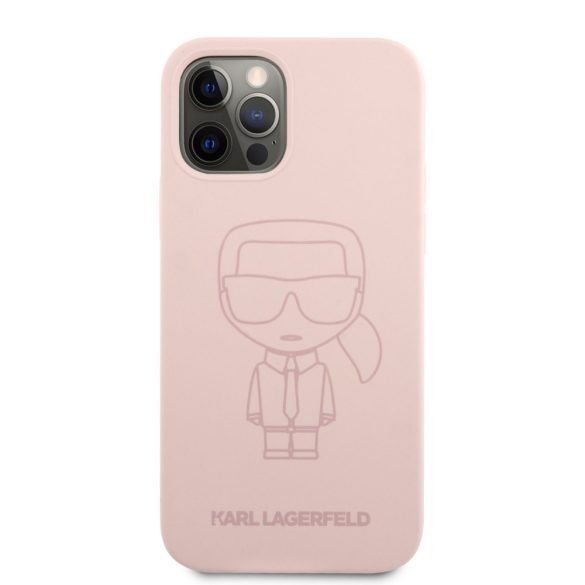 Karl Lagerfeld iPhone 12 Pro Max Ikonik Outline 2 Silicone (KLHCP12LSILTTPI) hátlap, tok, világos rózsaszín