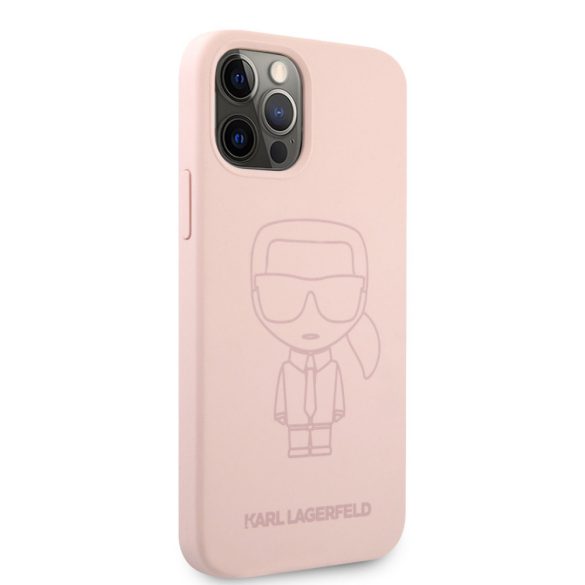 Karl Lagerfeld iPhone 12 Pro Max Ikonik Outline 2 Silicone (KLHCP12LSILTTPI) hátlap, tok, világos rózsaszín