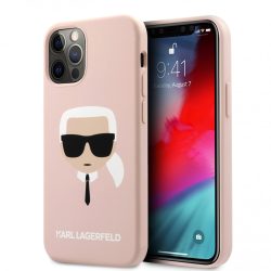   Karl Lagerfeld iPhone 12 Pro Max Silicone Karl Head (KLHCP12LSLKHLP) hátlap, tok, rózsaszín