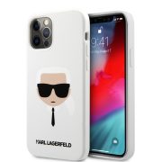   Karl Lagerfeld iPhone 12 Pro Max Silicone Karl's Head (KLHCP12LSLKHWH) hátlap, tok, fehér