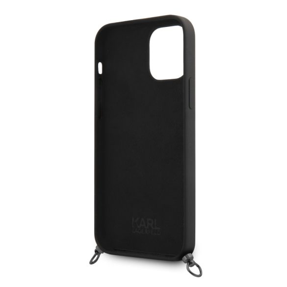 Karl Lagerfeld iPhone 12 Pro Max Silicone Cord Iconic (KLHCP12LWOSLFKBK) hátlap, tok, fekete