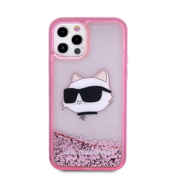 Karl Lagerfeld iPhone 12/ 12 Pro Glitter Choupette Head (KLHCP12MLNCHCP) hátlap, tok, rózsaszín