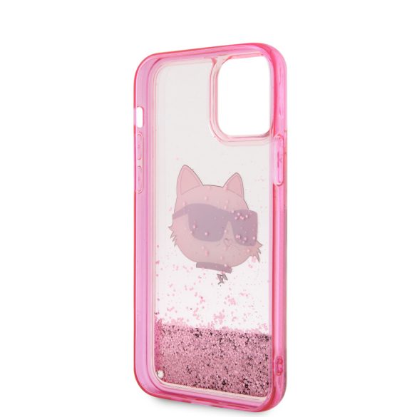 Karl Lagerfeld iPhone 12/ 12 Pro Glitter Choupette Head (KLHCP12MLNCHCP) hátlap, tok, rózsaszín