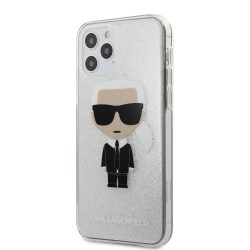   Karl Lagerfeld iPhone 12/12 Pro Glitter Ikonik Karl Full Body hátlap, tok, ezüst