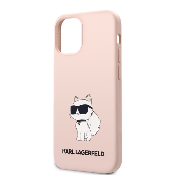 Karl Lagerfeld iPhone 12/ 12 Pro Silicone Choupette (KLHCP12MSNCHBCP) hátlap, tok, rózsaszín