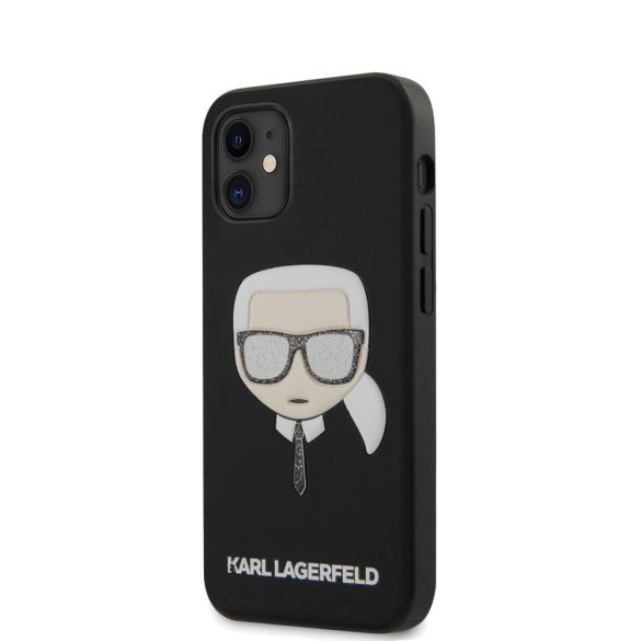 Karl Lagerfeld iPhone 12 Mini Layers Glitter Iconic (KLHCP12SGLBK) hátlap, tok, fekete