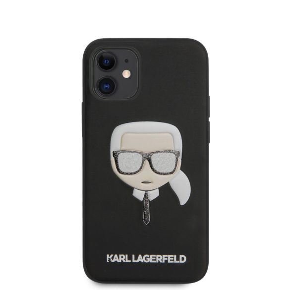 Karl Lagerfeld iPhone 12 Mini Layers Glitter Iconic (KLHCP12SGLBK) hátlap, tok, fekete