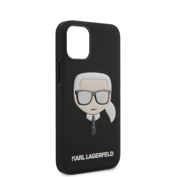 Karl Lagerfeld iPhone 12 Mini Layers Glitter Iconic (KLHCP12SGLBK) hátlap, tok, fekete