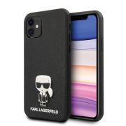   Karl Lagerfeld iPhone 12 Mini Saffiano Iconik (KLHCP12SIKMSBK) hátlap, tok, fekete