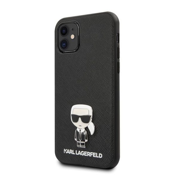 Karl Lagerfeld iPhone 12 Mini Saffiano Iconik (KLHCP12SIKMSBK) hátlap, tok, fekete