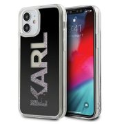   Karl Lagerfeld iPhone 12 Mini Karl Logo Glitter (KLHCP12SKLMLBK) hátlap, tok, fekete