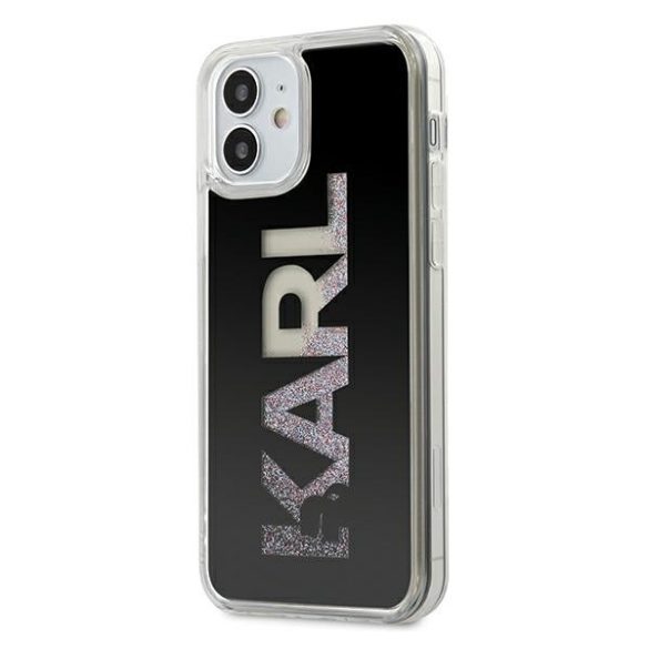 Karl Lagerfeld iPhone 12 Mini Karl Logo Glitter (KLHCP12SKLMLBK) hátlap, tok, fekete
