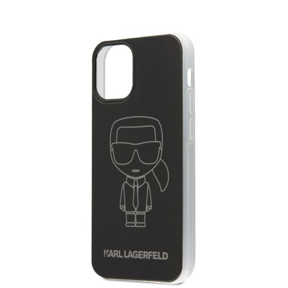 Karl Lagerfeld iPhone 12 Mini Metallic Ikonik Outline (KLHCP12SPCUMIKBK) hátlap, tok, fekete