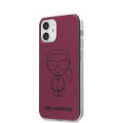   Karl Lagerfeld iPhone 12 Mini Metallic Ikonik Outline (KLHCP12SPCUMIKPI) hátlap, tok, rózsaszín