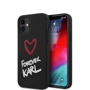 Karl Lagerfeld iPhone 12 Mini Silicone Forever (KLHCP12SSILKRBK) hátlap, tok, fekete