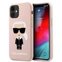   Karl Lagerfeld iPhone 12 Mini Silicone Iconic (KLHCP12SSLFKPI) hátlap, tok, világos rószaszín