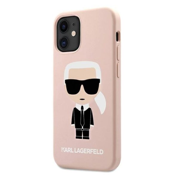 Karl Lagerfeld iPhone 12 Mini Silicone Iconic (KLHCP12SSLFKPI) hátlap, tok, világos rószaszín